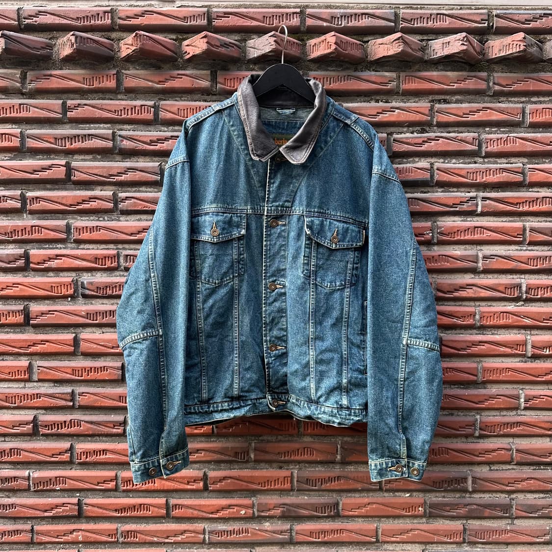빈티지 00s 팀버랜드 가죽 데님자켓 상품이미지1