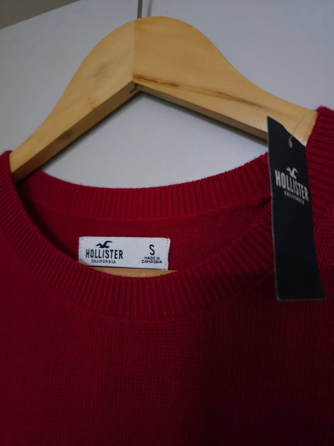 새상품)홀리스터 레드 면니트 상품이미지4