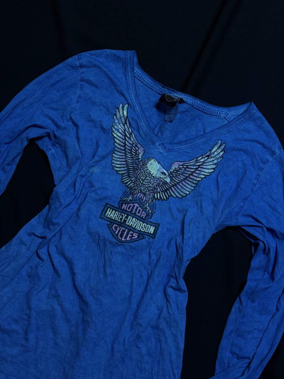 할리데이비슨 브이넥 블루 롱슬리브 상품이미지3