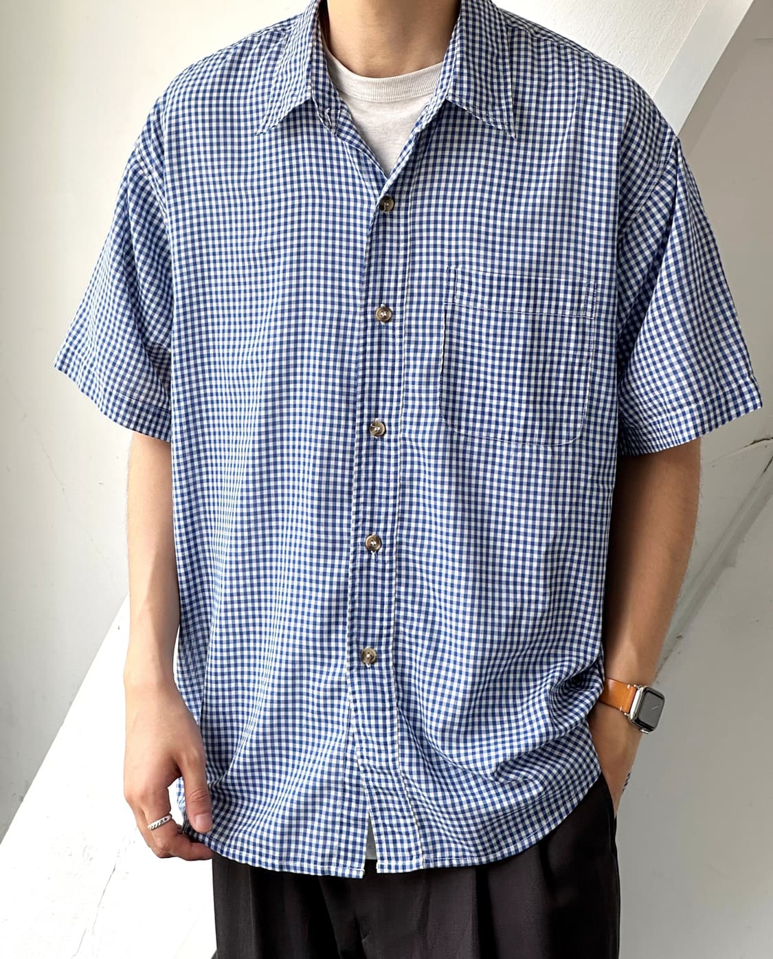 Light fabric gingham check H/S shirt 상품이미지8