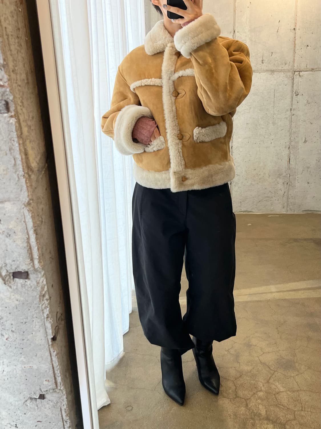 90s MASSINI EXCLUSIVE 리얼 양가죽 시어링 자켓 상품이미지3