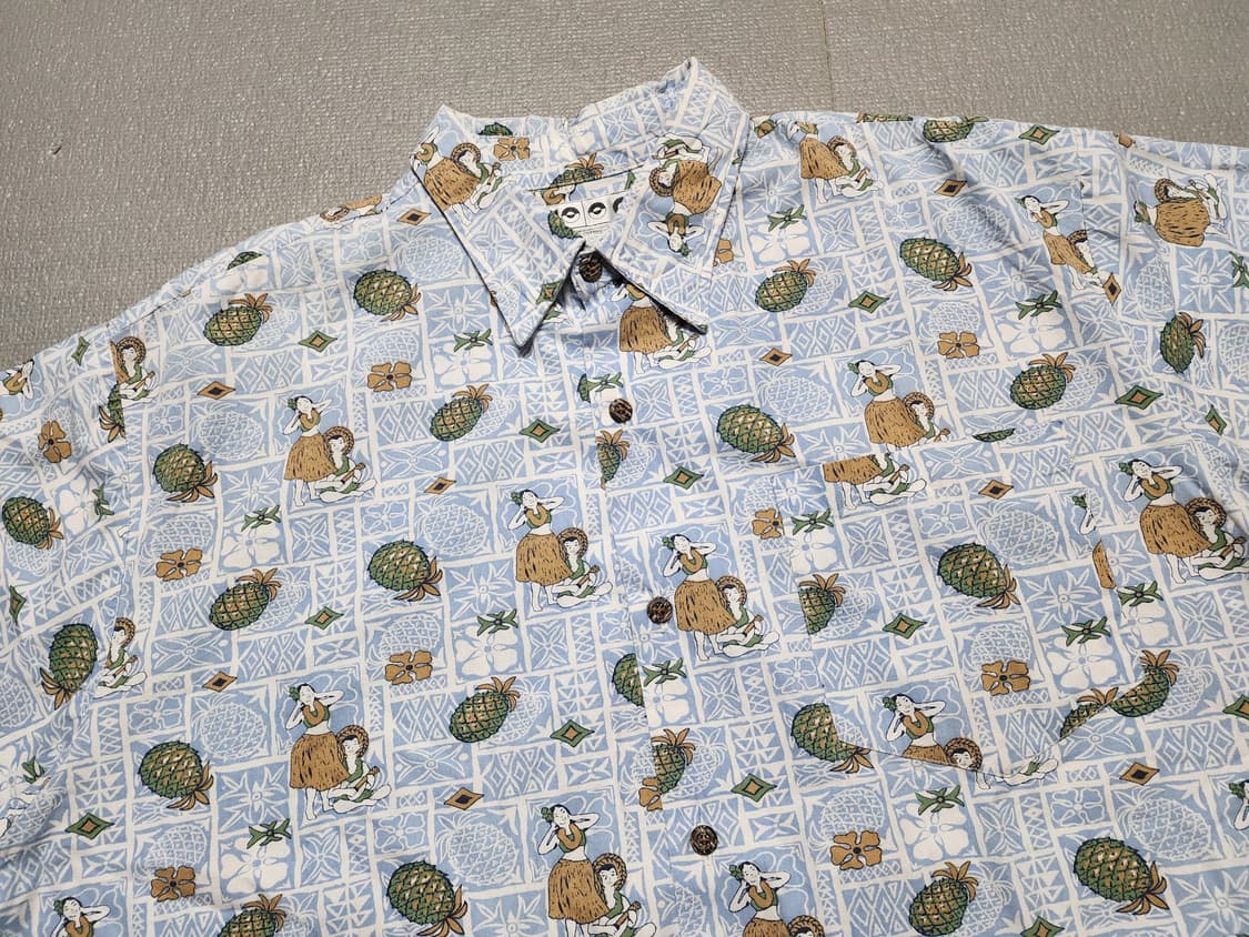 USA 빈티지 반팔 블루패턴 하와이안 셔츠 상품이미지2