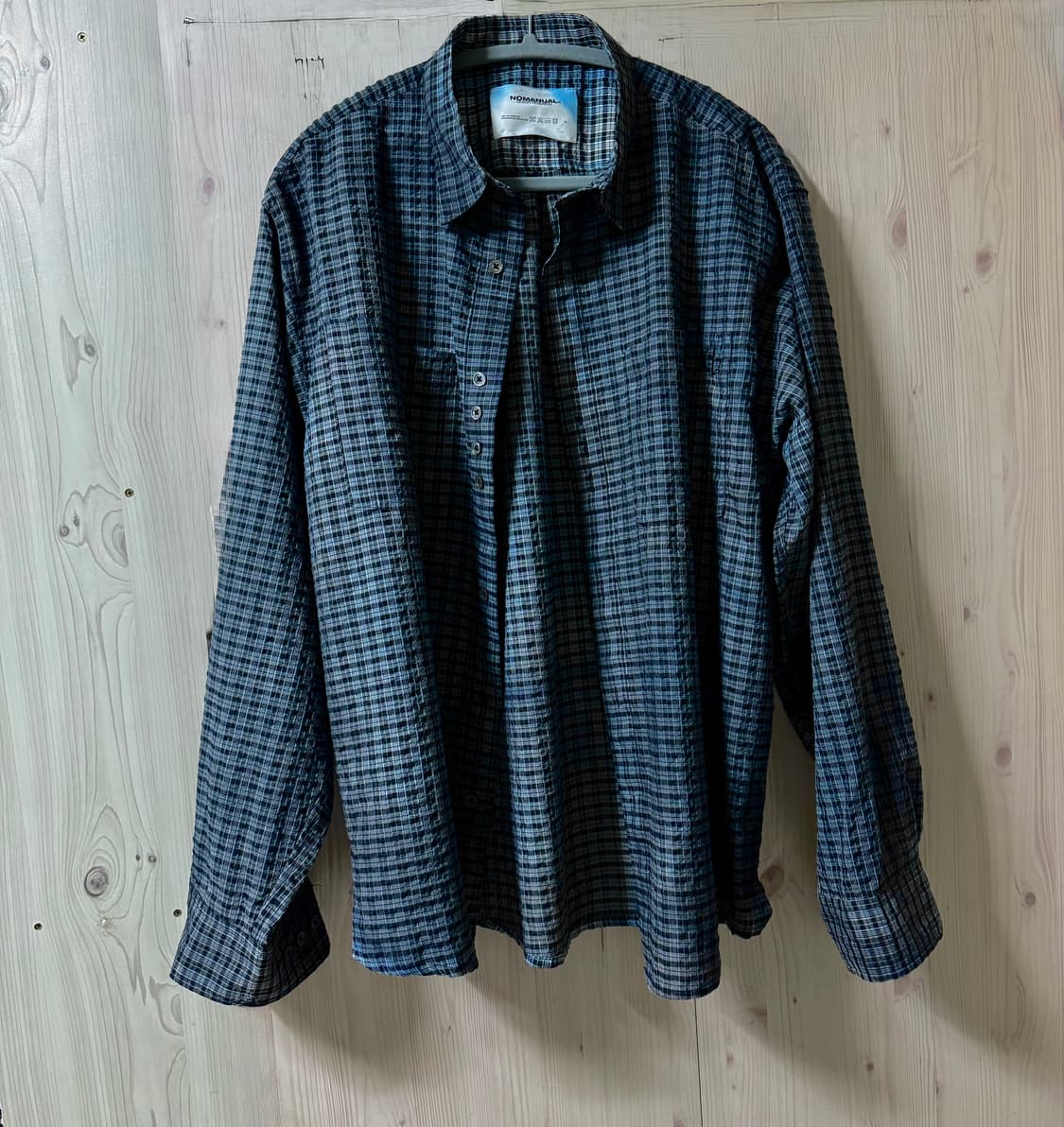 노메뉴얼  OVERDYED CHECK SHIRT - CHARCOAL 상품이미지3