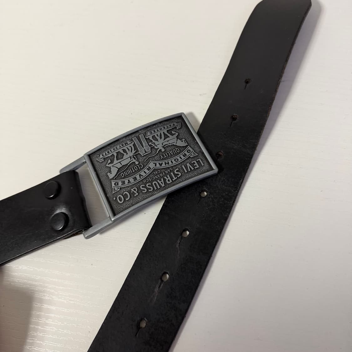 리바이스 빈티지 실버 버클 가죽 벨트 상품이미지3