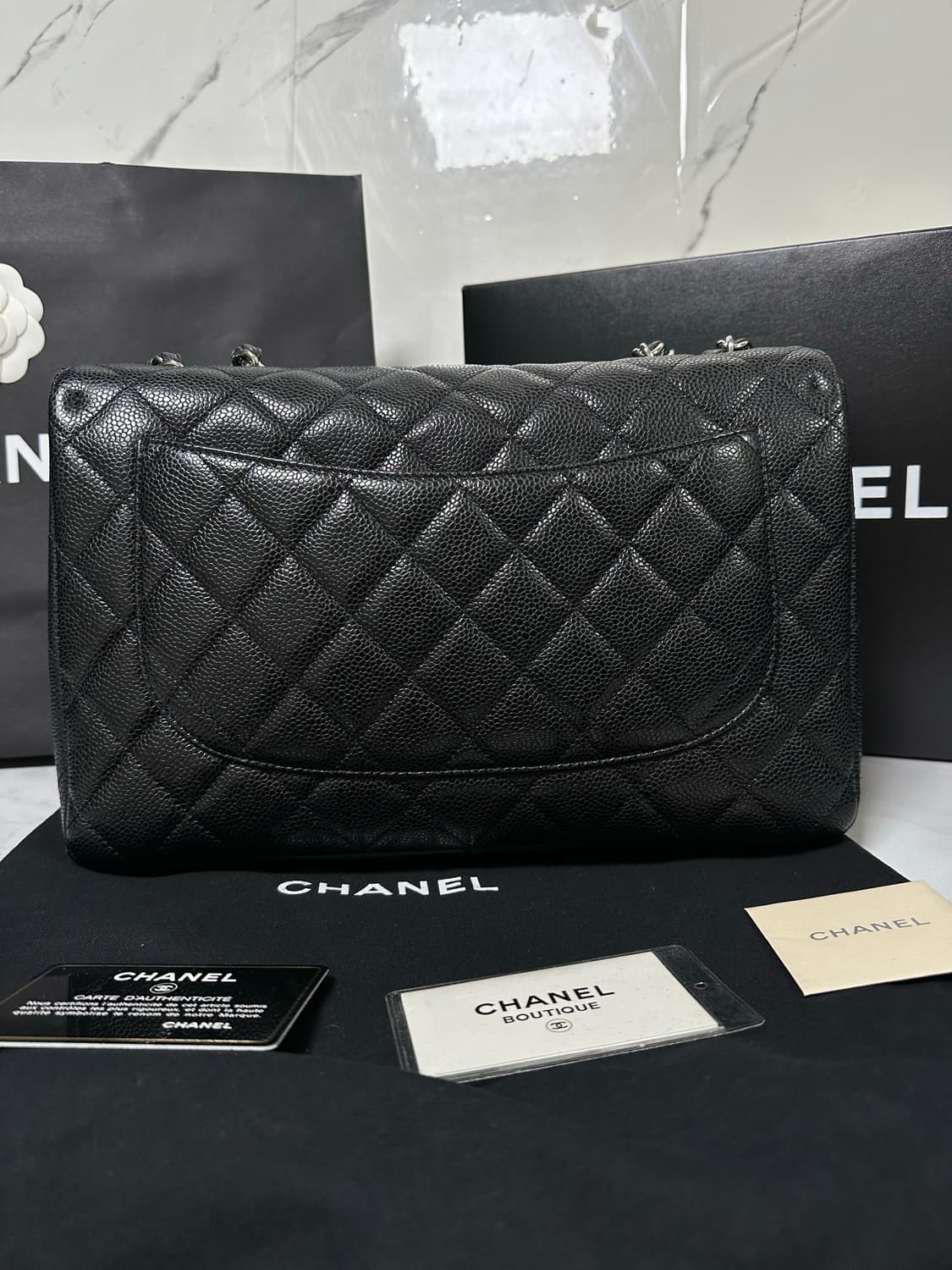 [A+ 정품] 샤넬 클래식 캐비어 라지 블랙 은장 상품이미지6