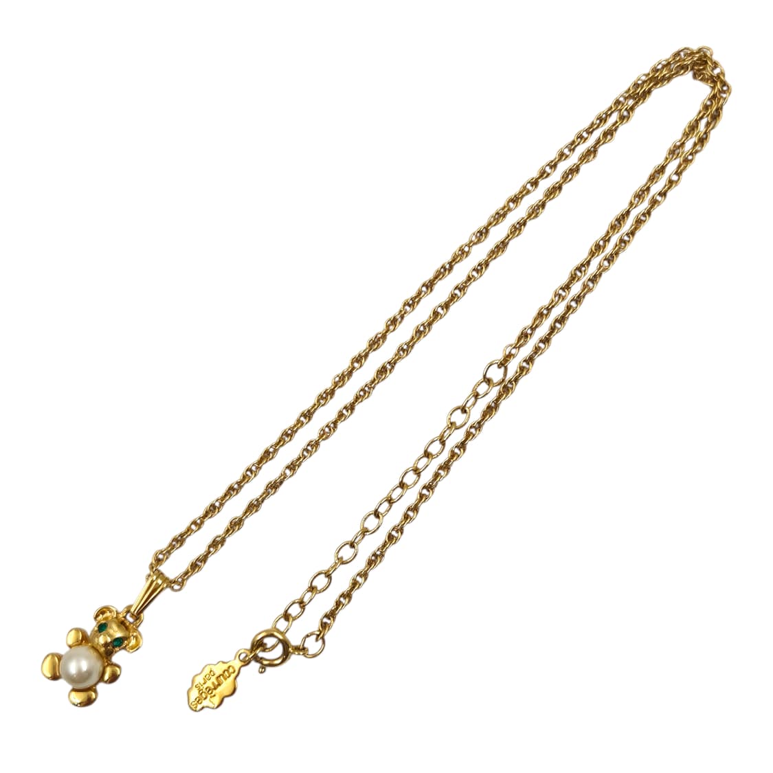 80s 프랑스 꾸레쥬 골드 테디베어 진주 목걸이 상품이미지2