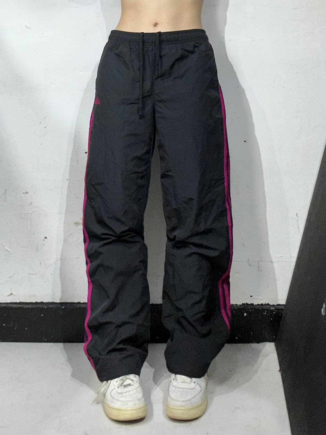 아디다스 블랙 핑크 삼선 와이드 트랙 팬츠 추리닝 바지 M 상품이미지2