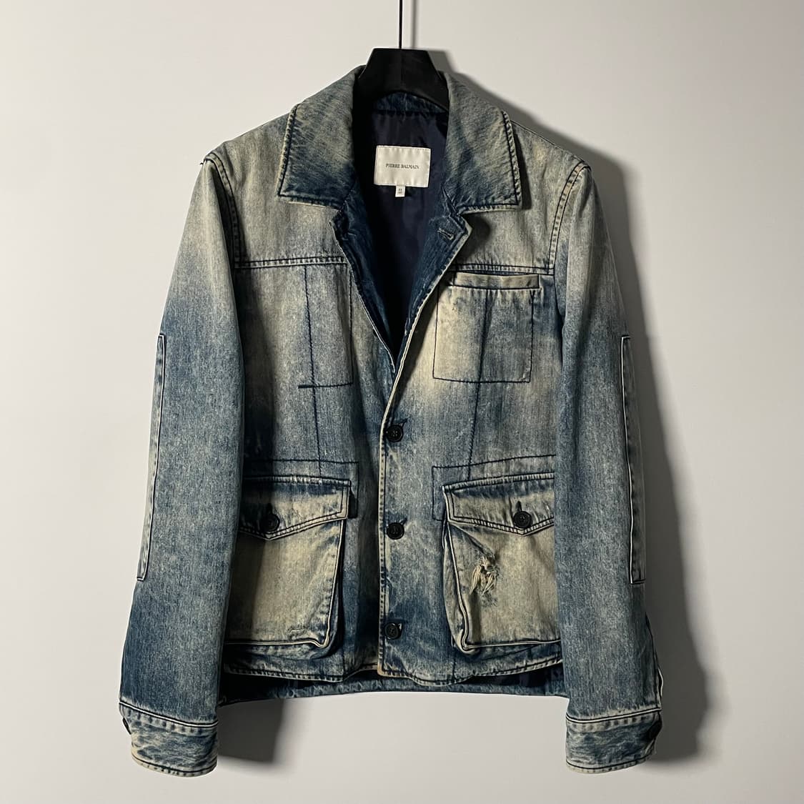 피에르 발망 디스트로이드 데님 블레이저 자켓 (on.17)   상품이미지1