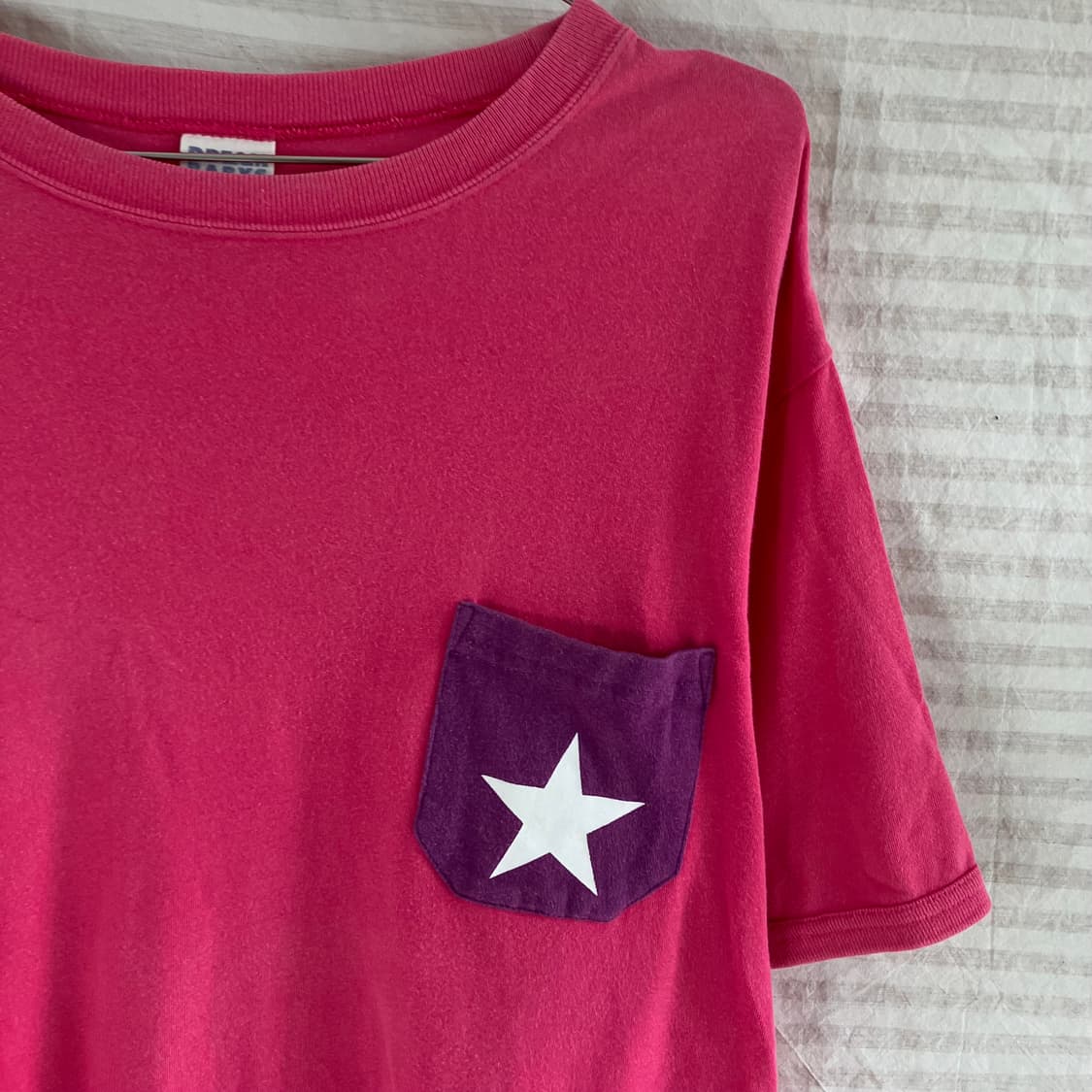 빈티지 핫핑크 스타 포켓 반팔 984 y2k 스트릿 갸루 펑키 일본빈티지 상품이미지3