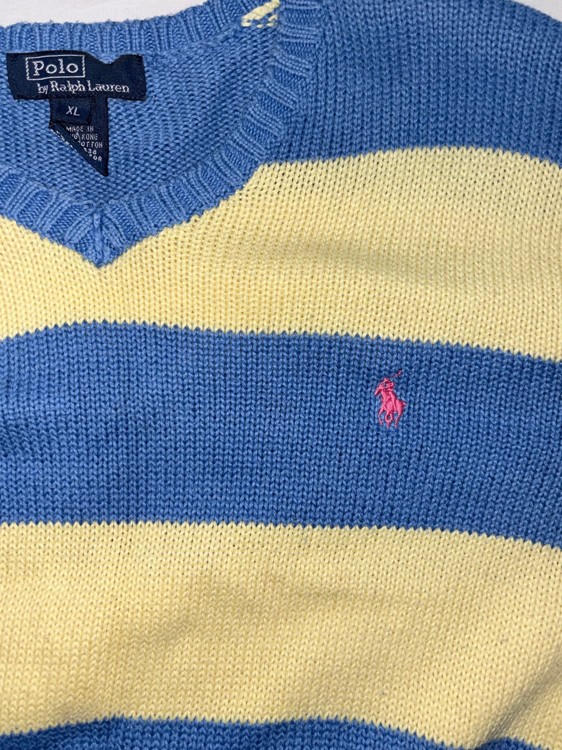 폴로랄프로렌 옐로우 블루 배색 니트 상품이미지3
