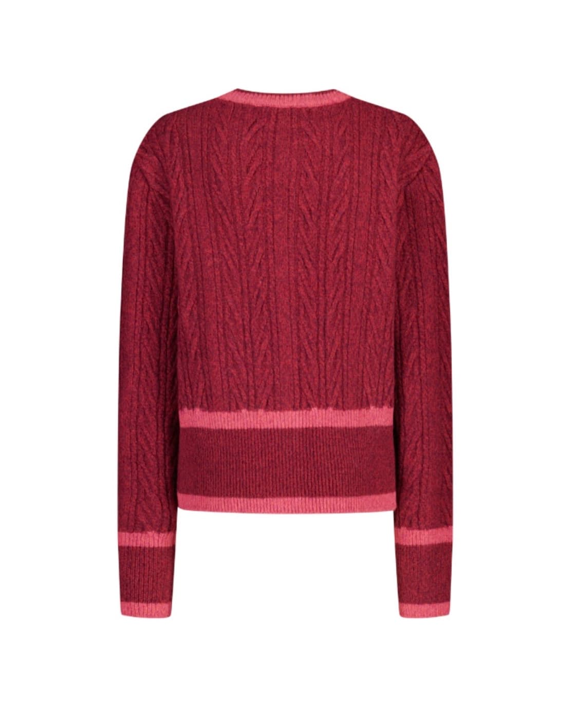 에브모우 라쿤 케이블 니트 가디건 레드  상품이미지4