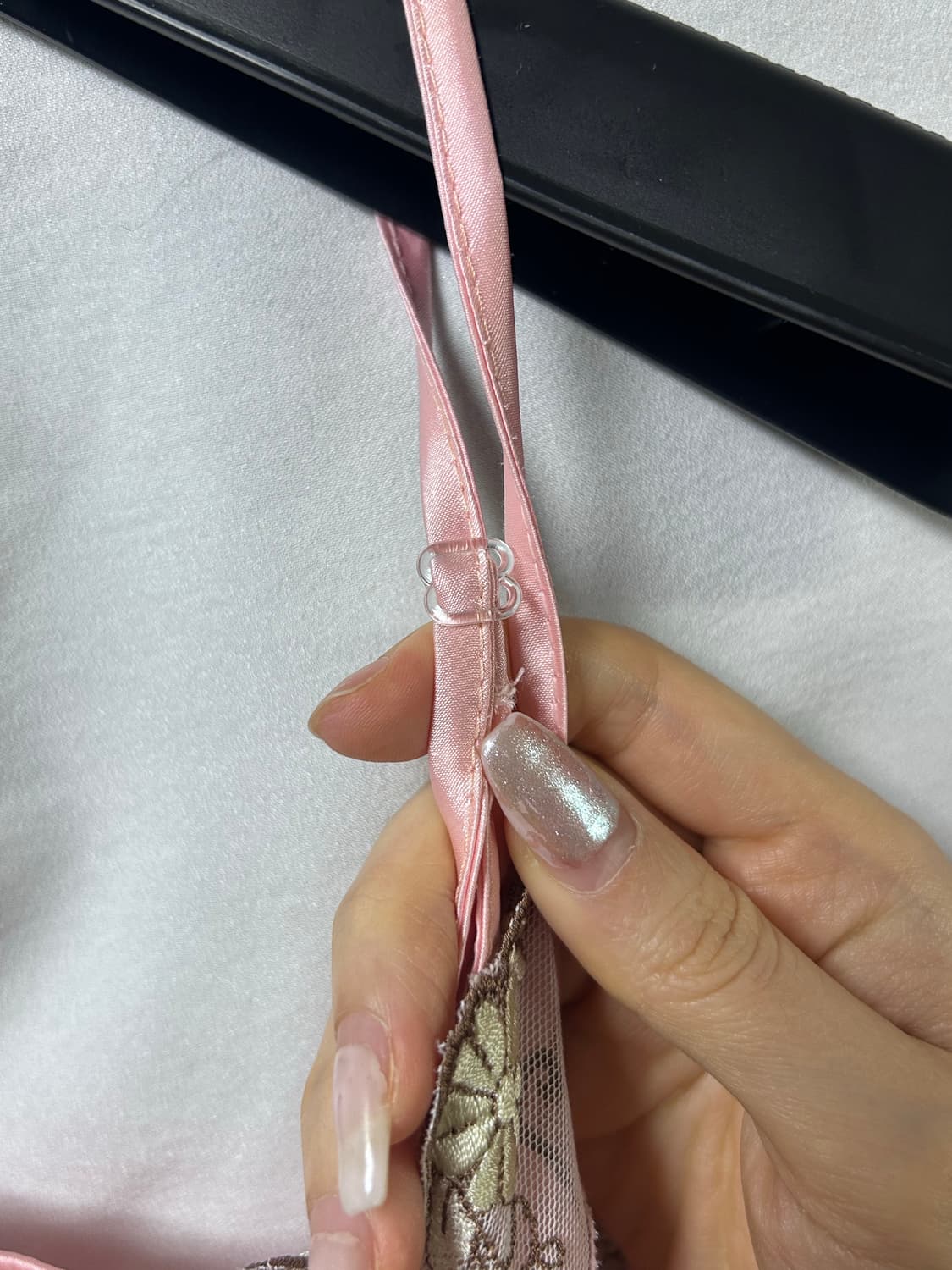 리즈리사st 고급스러운 베이비핑크 꽃무늬 실크 레이스 슬립 새상품  상품이미지8