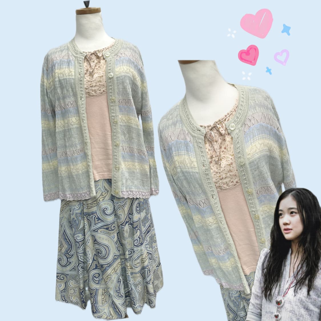 🤍하구미의 파스텔 모리걸 코디세트🤍레이어드 페이즐 반팔 가디건 페어리 상품이미지2