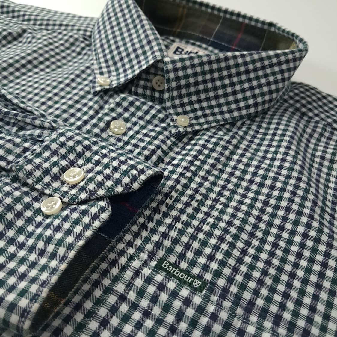 CK434 XL 바버 마이크로체크 테일러드핏 셔츠 남방 상품이미지4