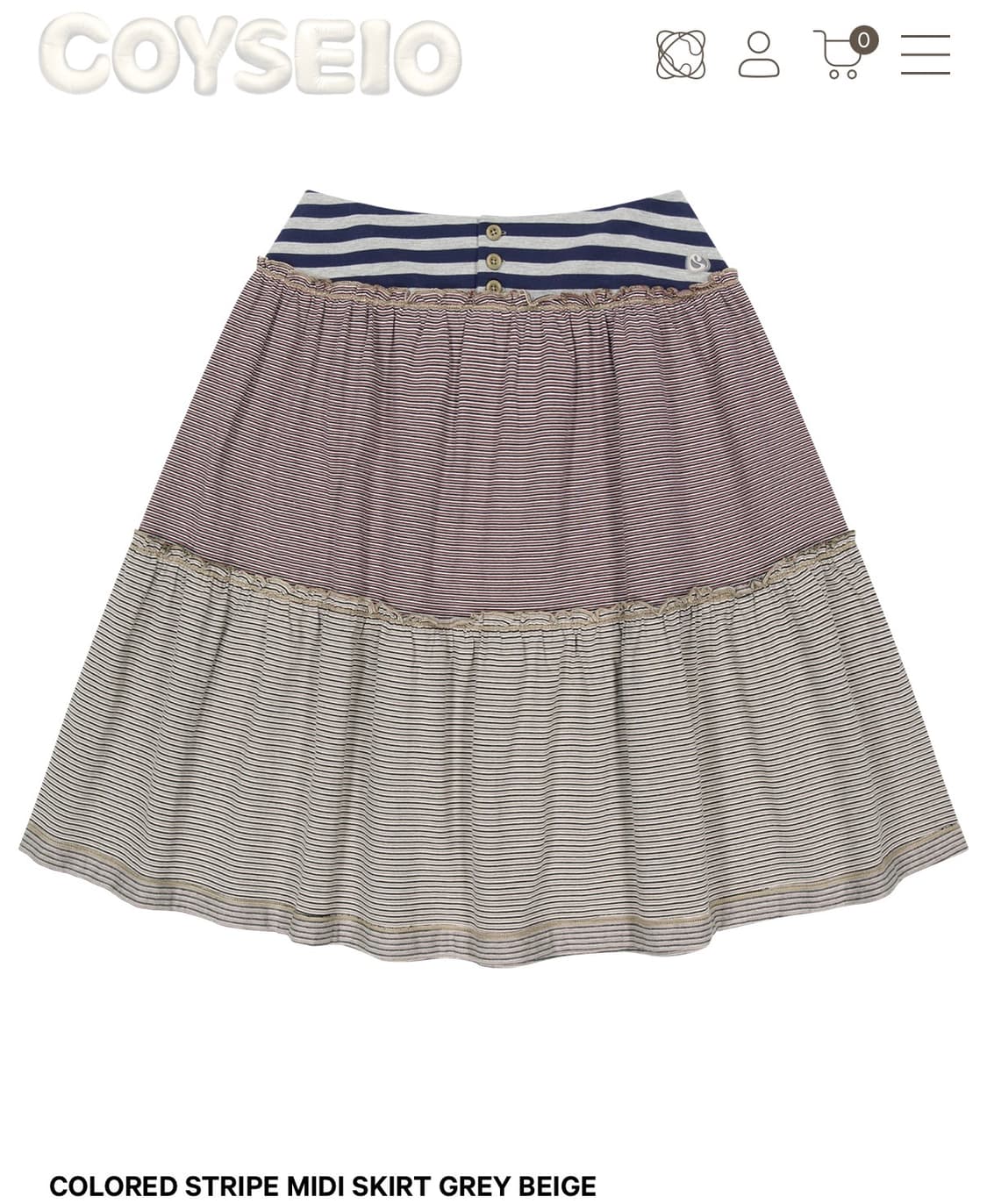 코이세이오 26ss 컬러드 스트라이프 미디 스커트 상품이미지1