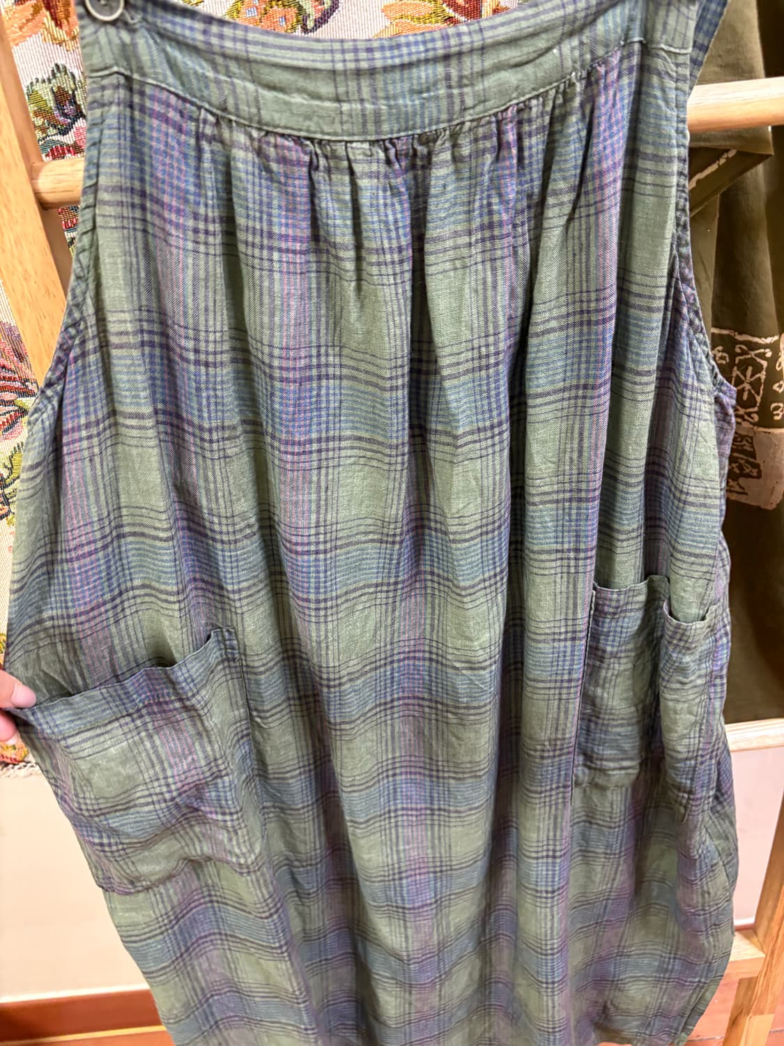 히피 모리 하구미 카키 패턴 디테일 레이어드 원피스 상품이미지4