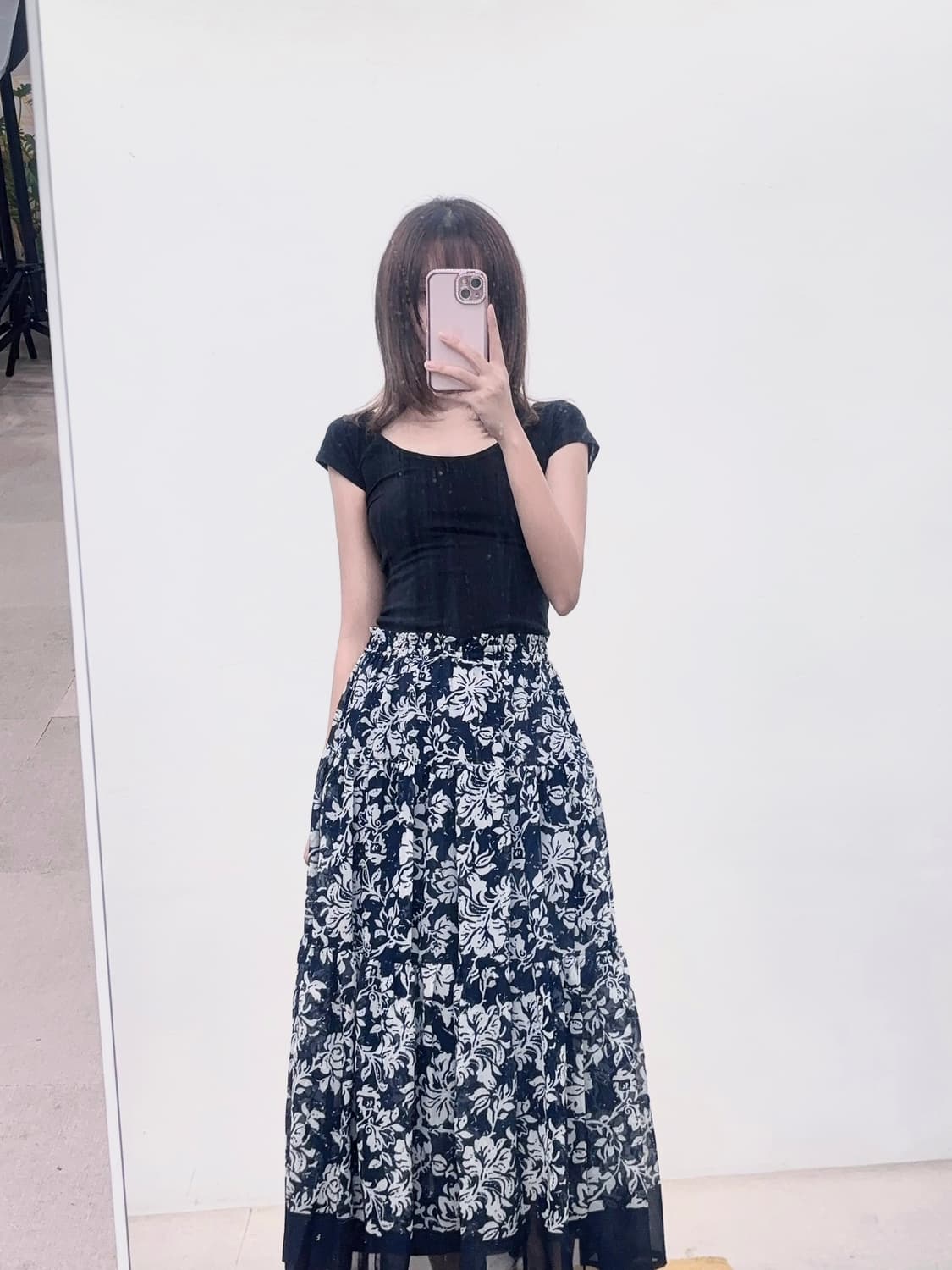 에스닉 오리엔탈 플라워 쉬폰 롱스커트 (착샷o) 상품이미지2