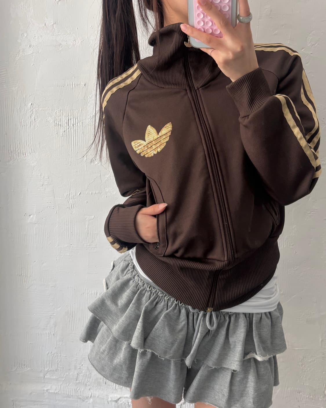 Adidas 아디다스 브라운컬러 스팽글 글리터 우먼 트랙탑 상품이미지2