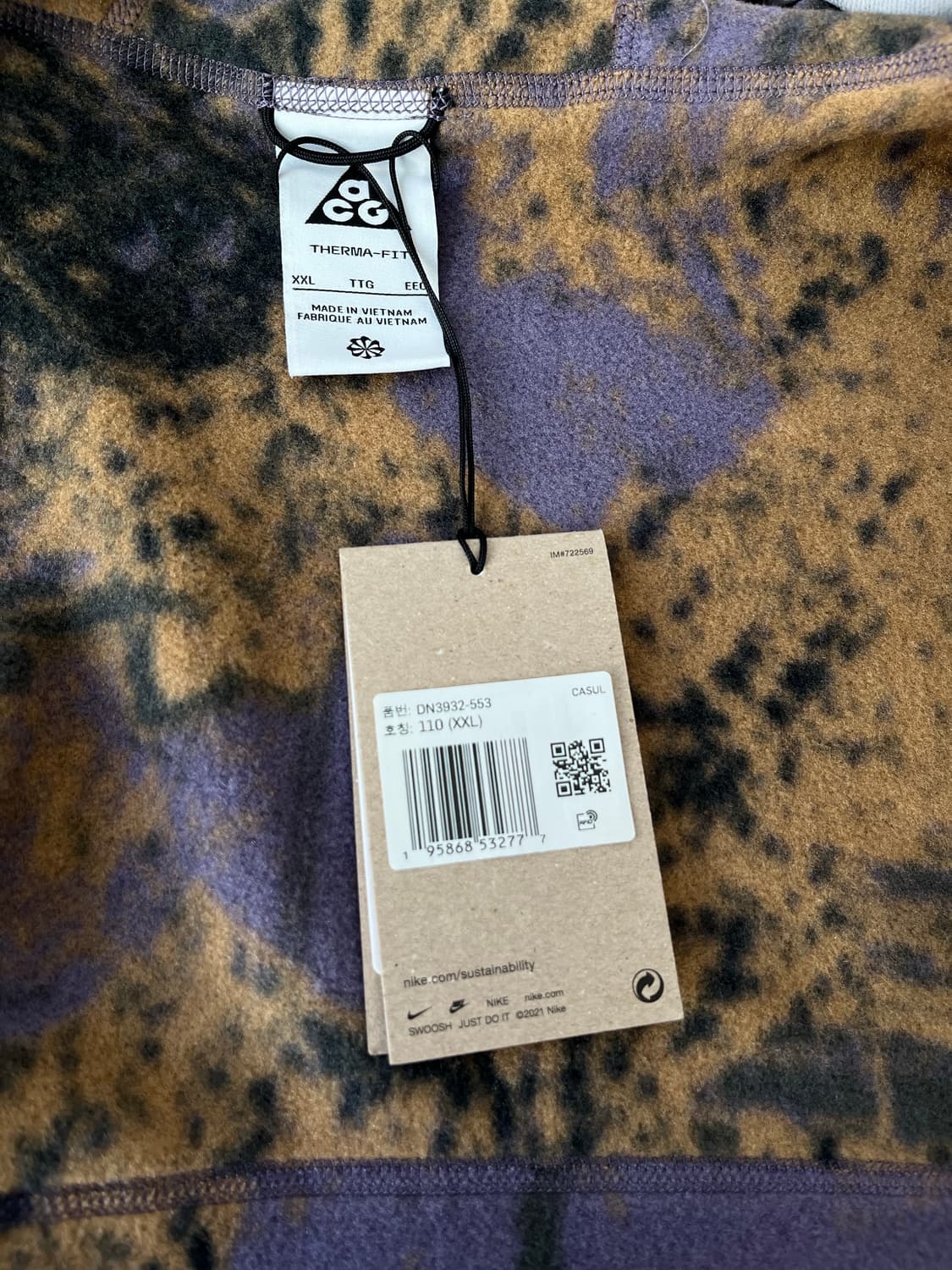 새제품))나이키ACG 써마핏 울프 트리 플리스 퍼플 블랙110(XXL) 상품이미지5