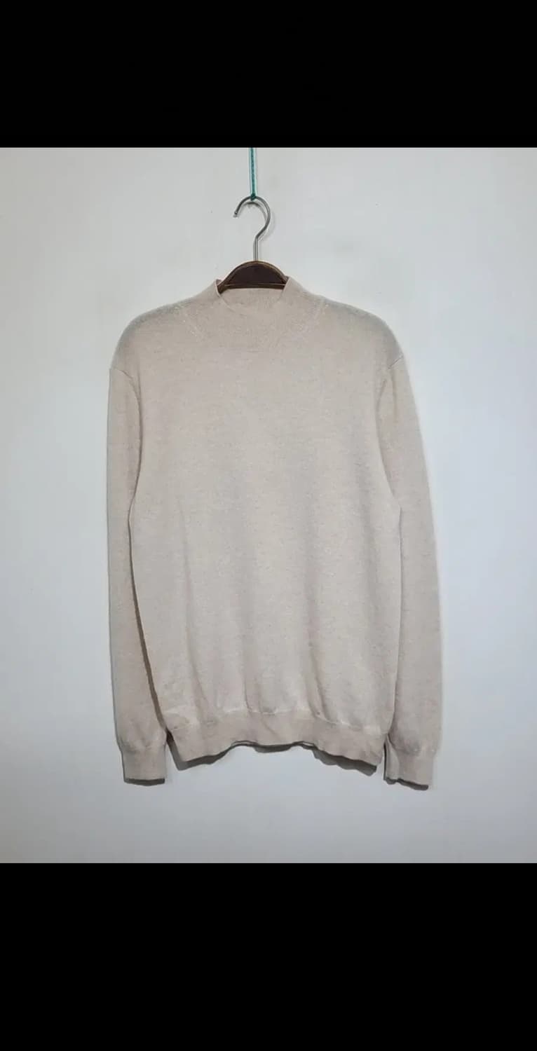 (L) 반목 캐시미어 니트 무지 반폴라 스웨터  상품이미지1