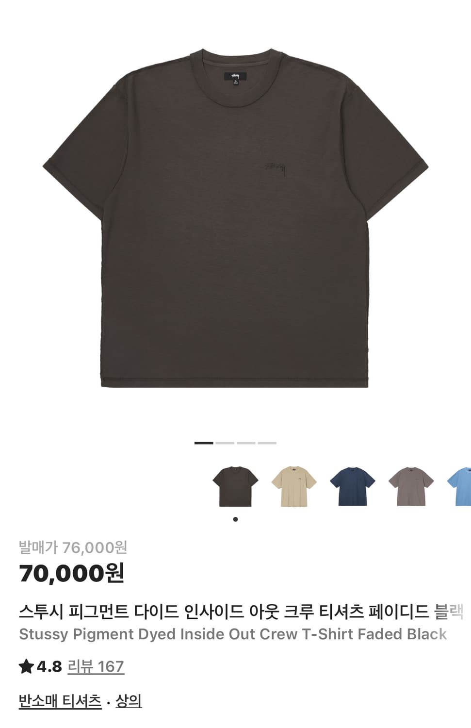 스투시 스몰 로고 티셔츠 페이디드 블랙 S 상품이미지1