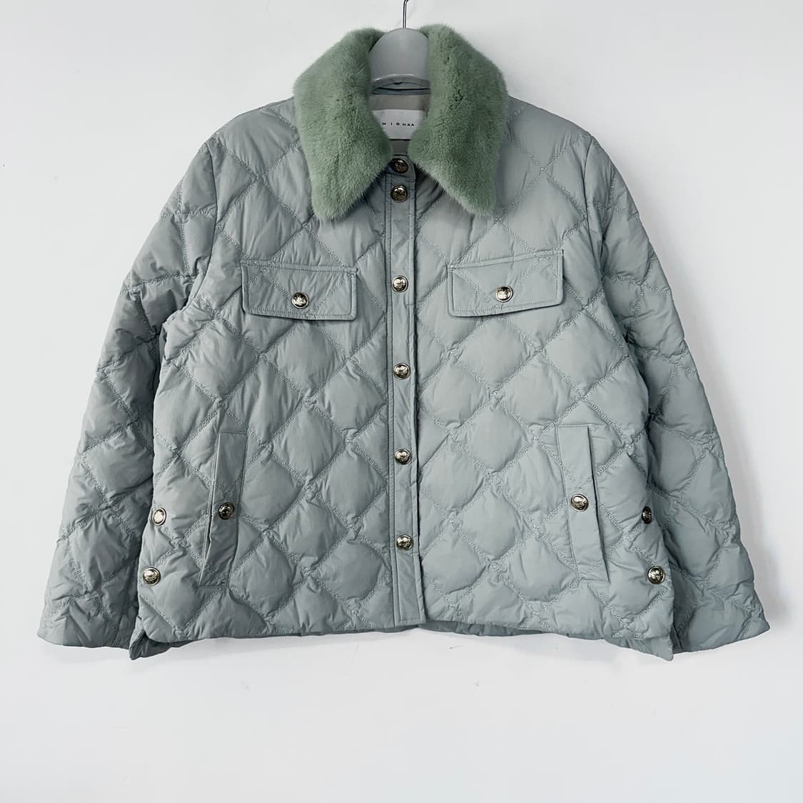 미샤 2023 밍크 퍼 카라 퀼팅 다운 패딩 상품이미지1