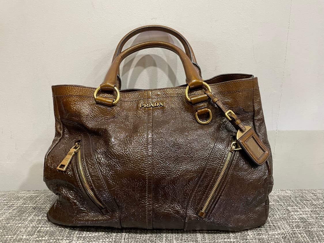 프라다 비텔로 샤인 토트백 브라운 정품 상품이미지1