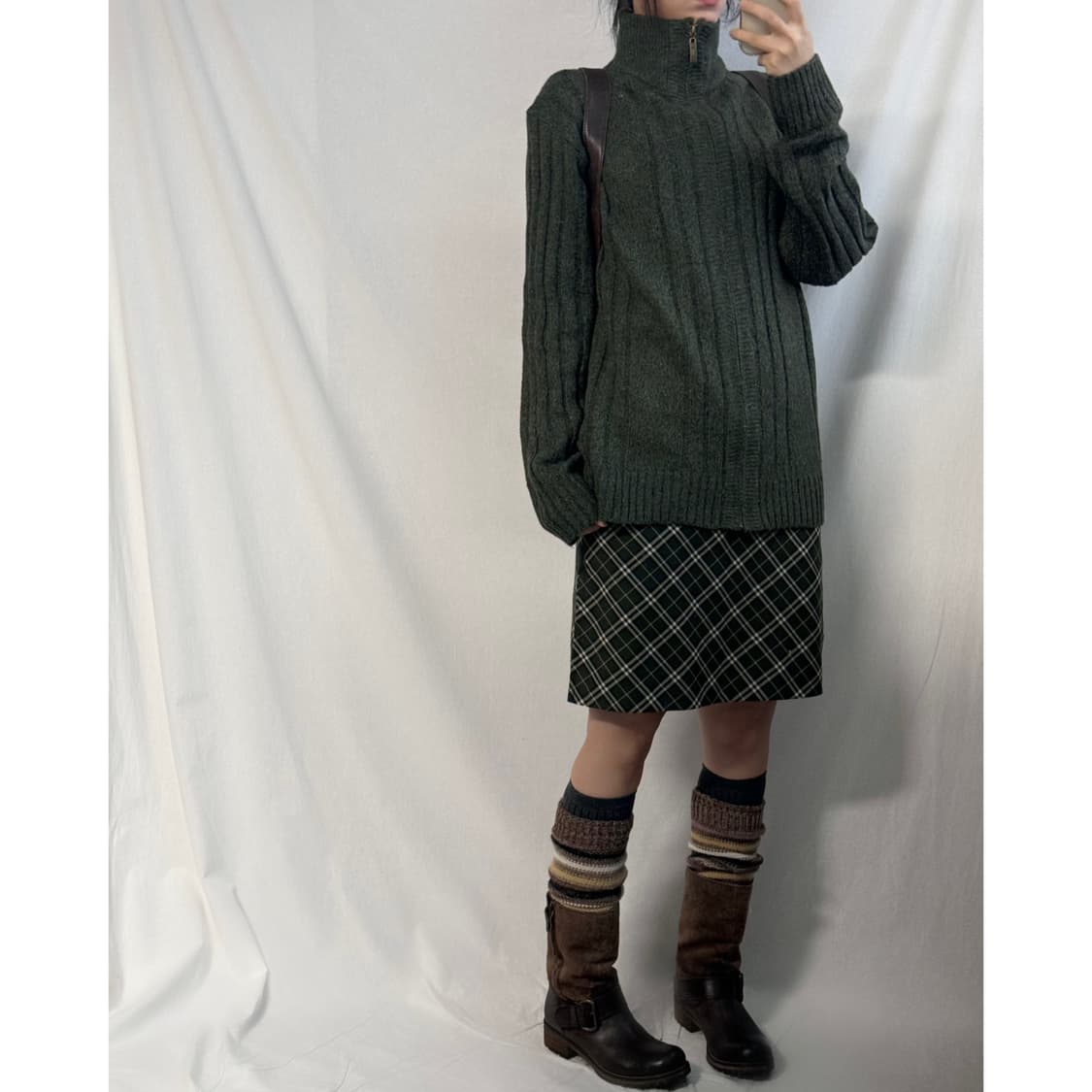 하이 넥 울 블렌디드 니트 집업 가디건 상품이미지1