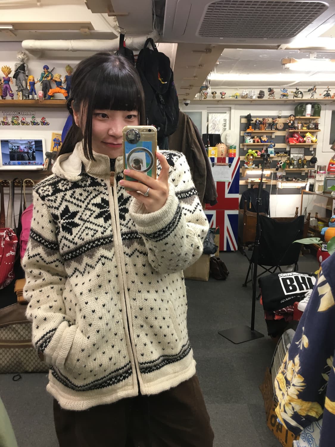 빈티지 헤비 니트 후드 집업 상품이미지1