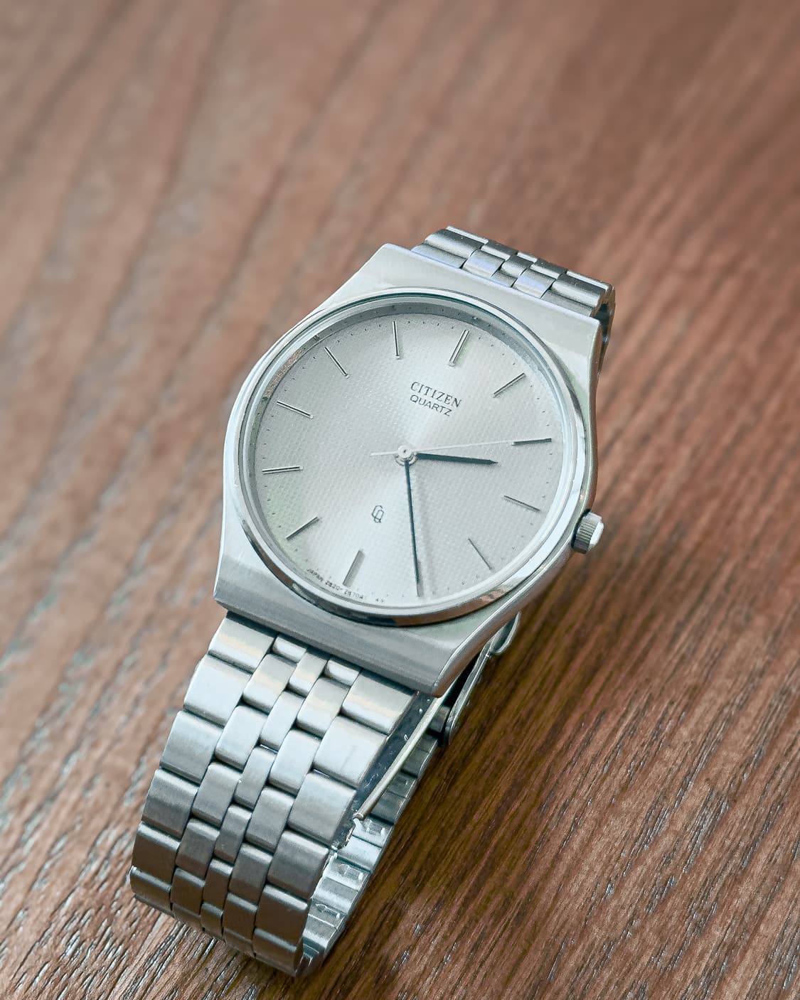 빈티지 시티즌 CQ 와플 다이얼 실버 쿼츠 쇼와 레트로 상품이미지5