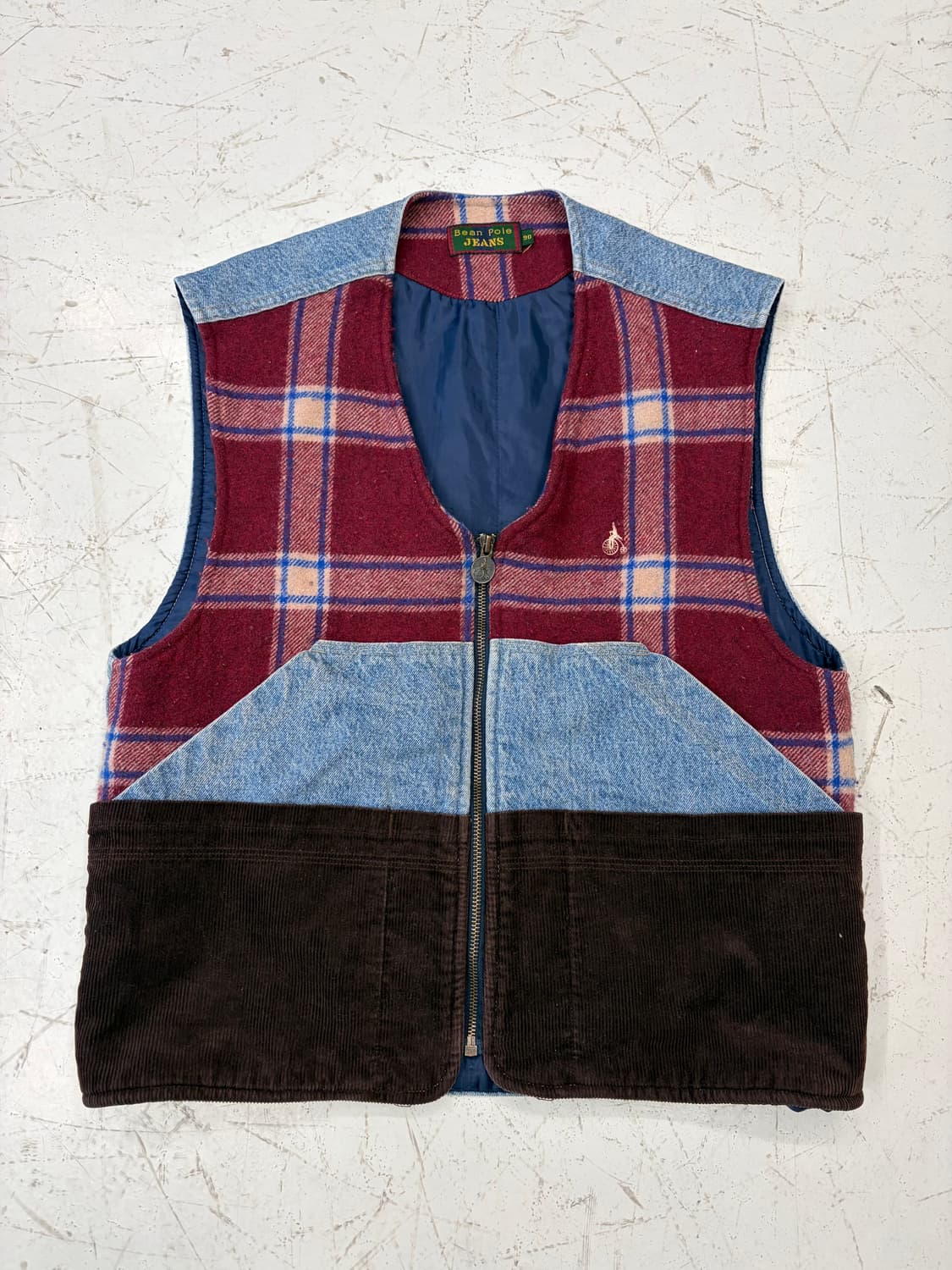 Bean Pole jeans 체크 패치워크 데님 베스트 상품이미지3