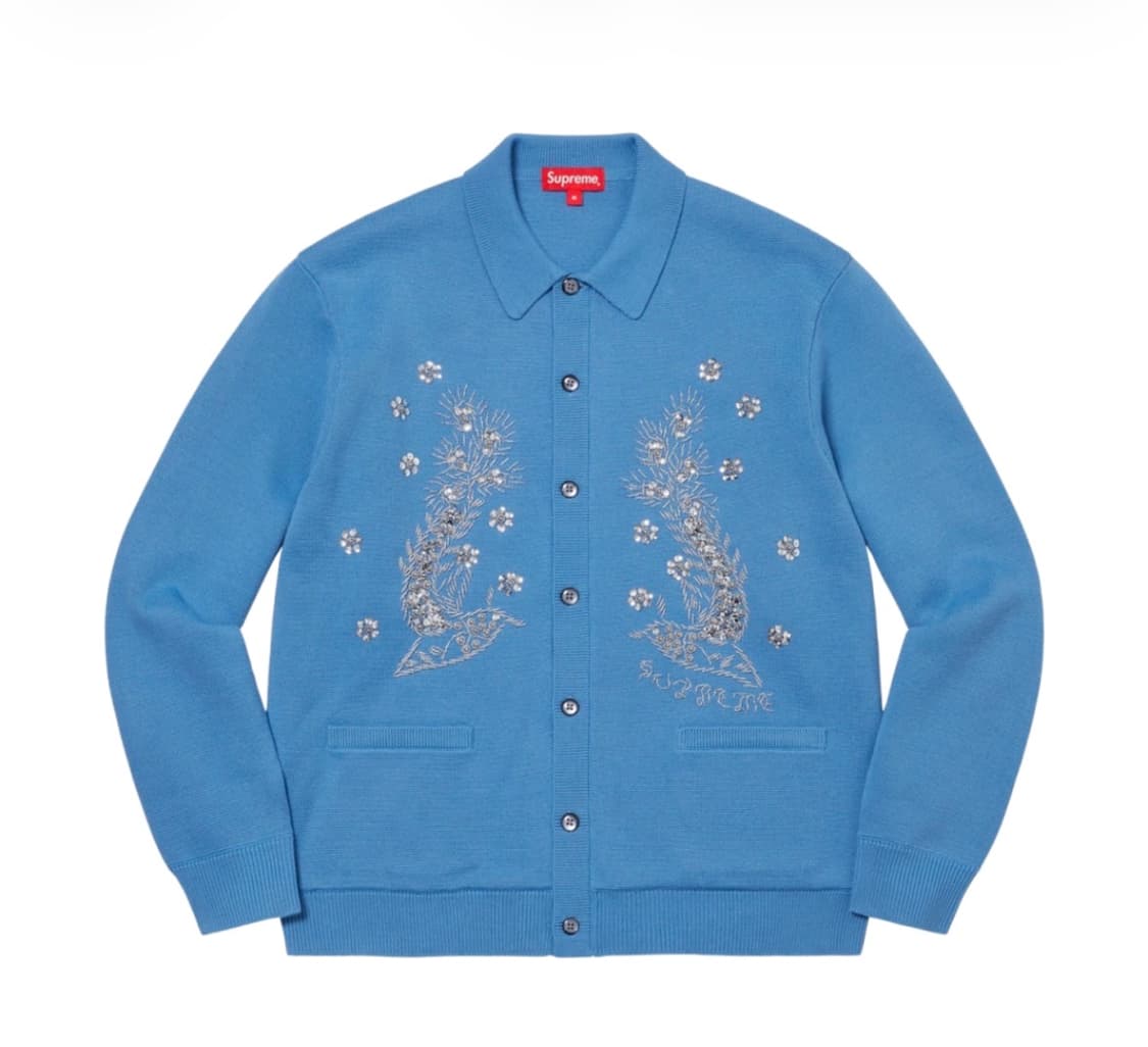 [구매][M] 슈프림 비디드 아플리케 가디건 블루, 블랙 상품이미지1