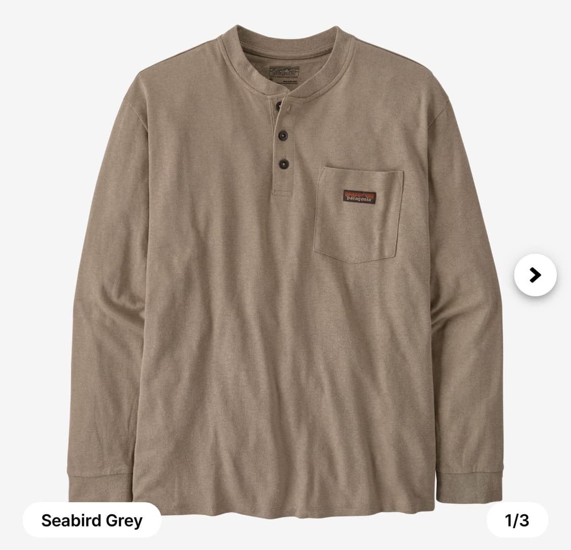 파타고니아 멘즈 롱-슬리브드 워크 헨리 포켓 티 상품이미지1
