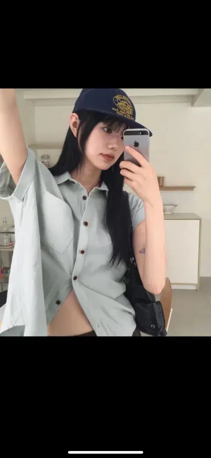 원더원더 리엇 코튼 캡소매 롤업 반팔 남방 셔츠 민트 상품이미지3