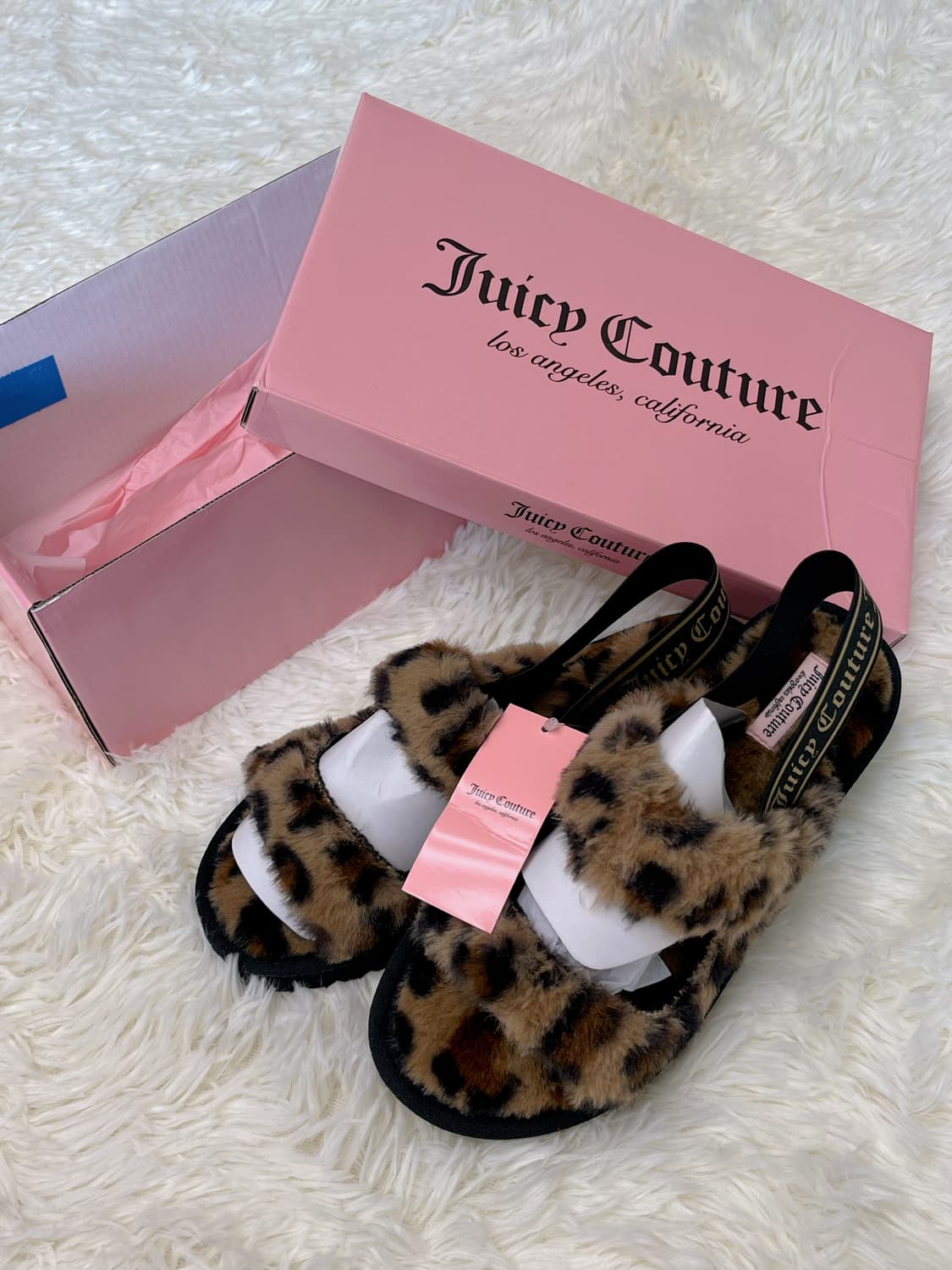 유일매물) 쥬시꾸뛰르 호피 퍼 슬리퍼 갸루템 상품이미지2