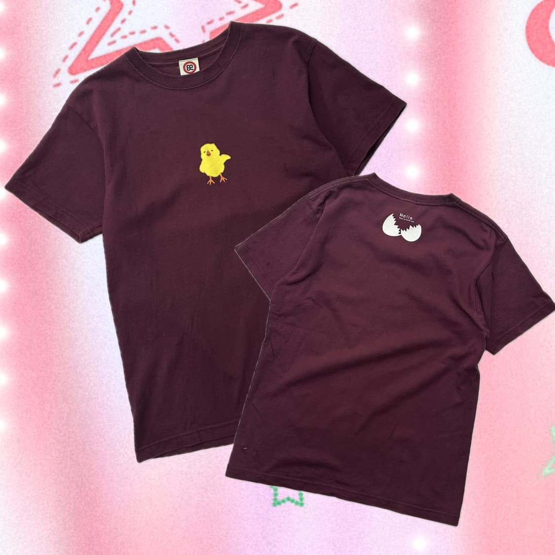 재팬 빈티지 REDBRO 병아리 캐릭터 반팔티셔츠 버건디 브라운  상품이미지1