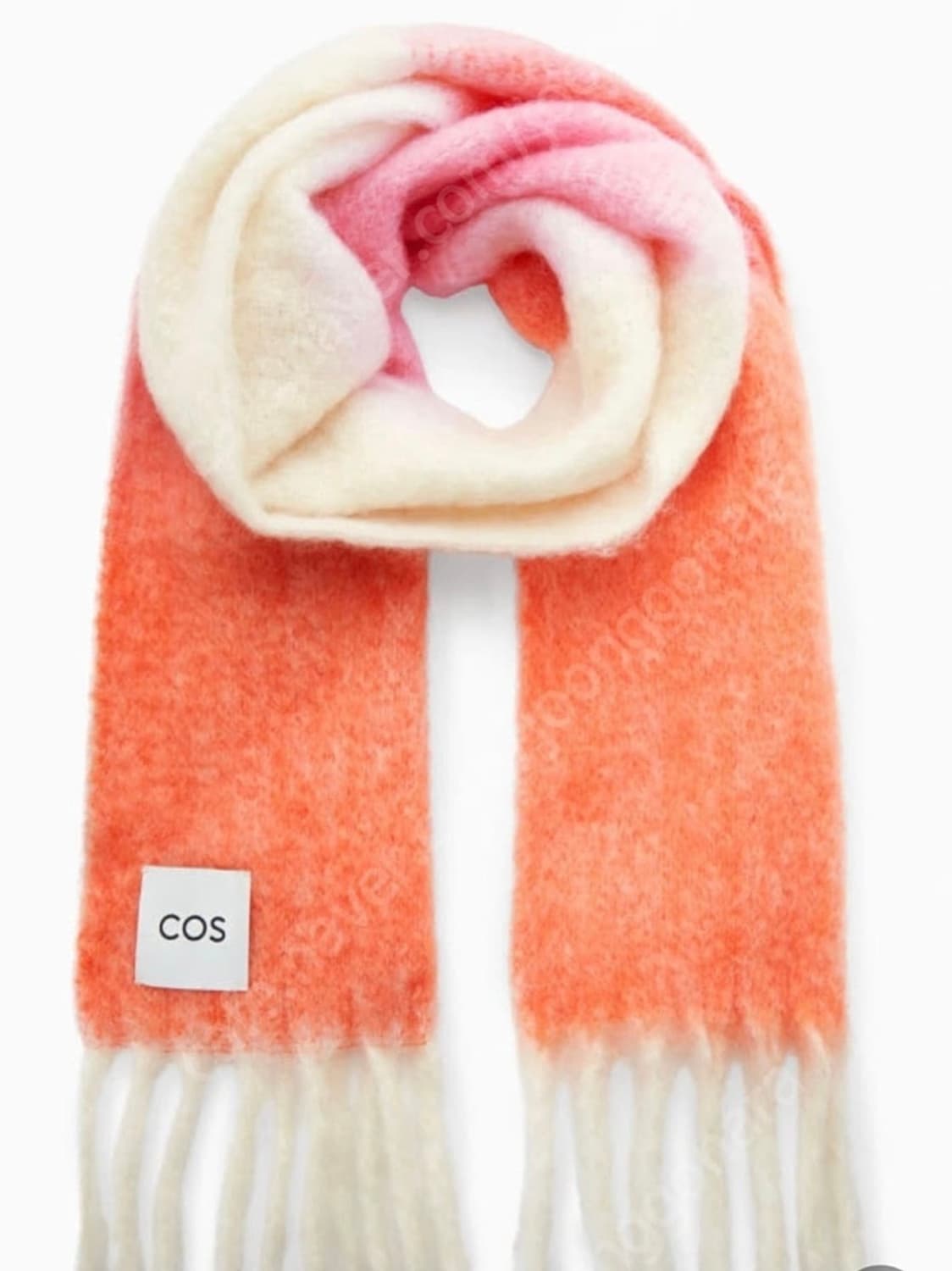 코스 모헤어 프린지 머플러 오렌지 핑크  상품이미지1