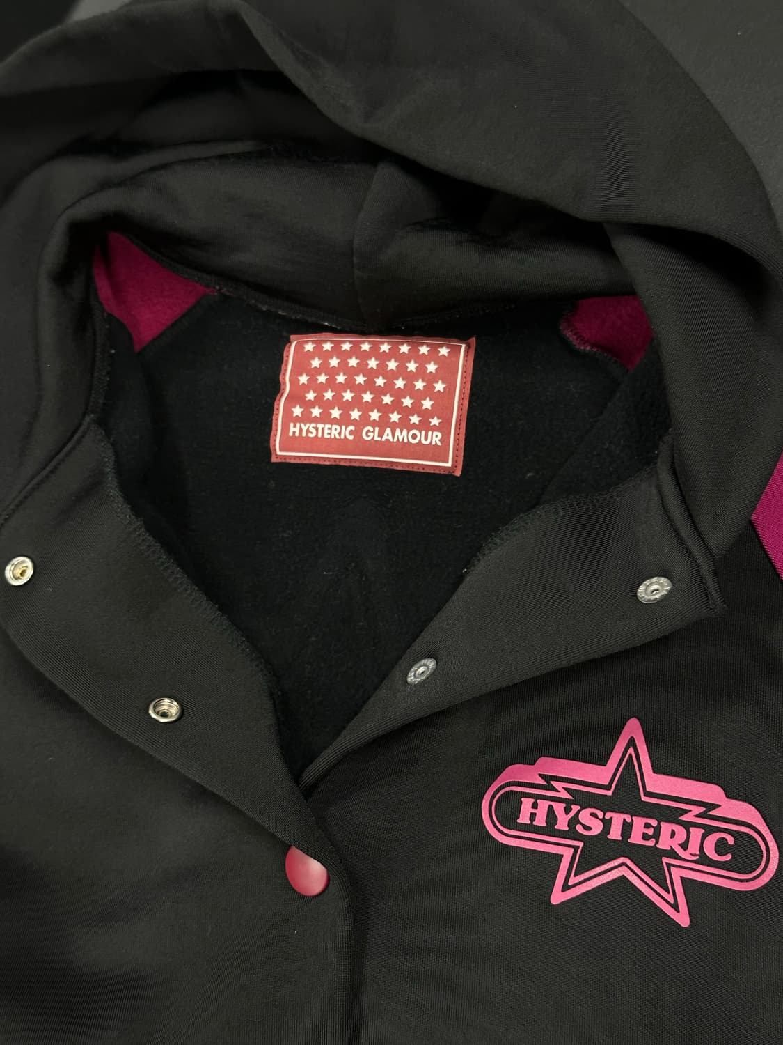 히스테릭 글래머 후드 스타디움 자켓 블랙핑크 져지  상품이미지6