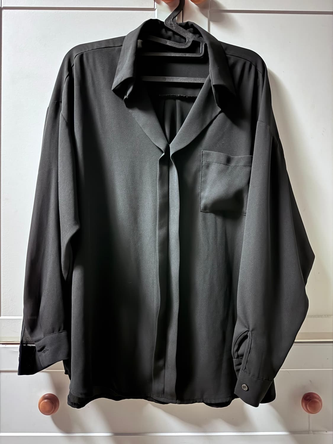 블랙 루즈핏 시스루 셔츠 상품이미지1