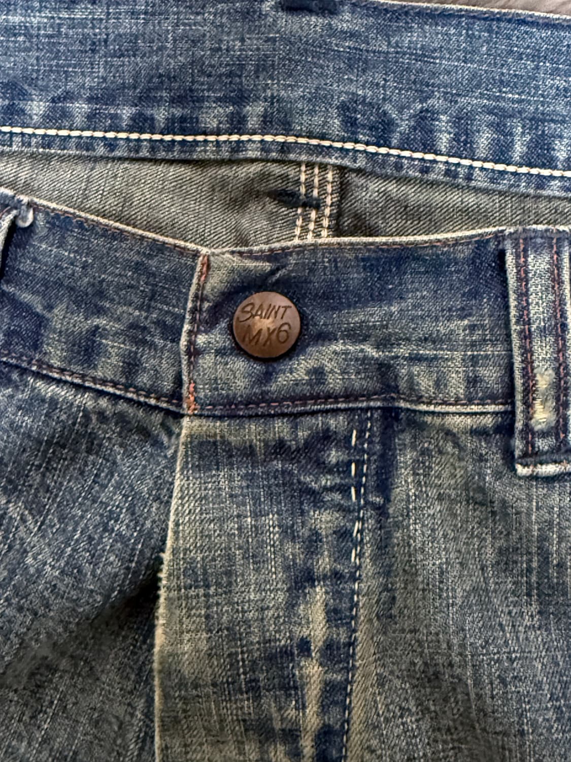 세인트미카엘 페인트 더블니 데님 XL사이즈 상품이미지3