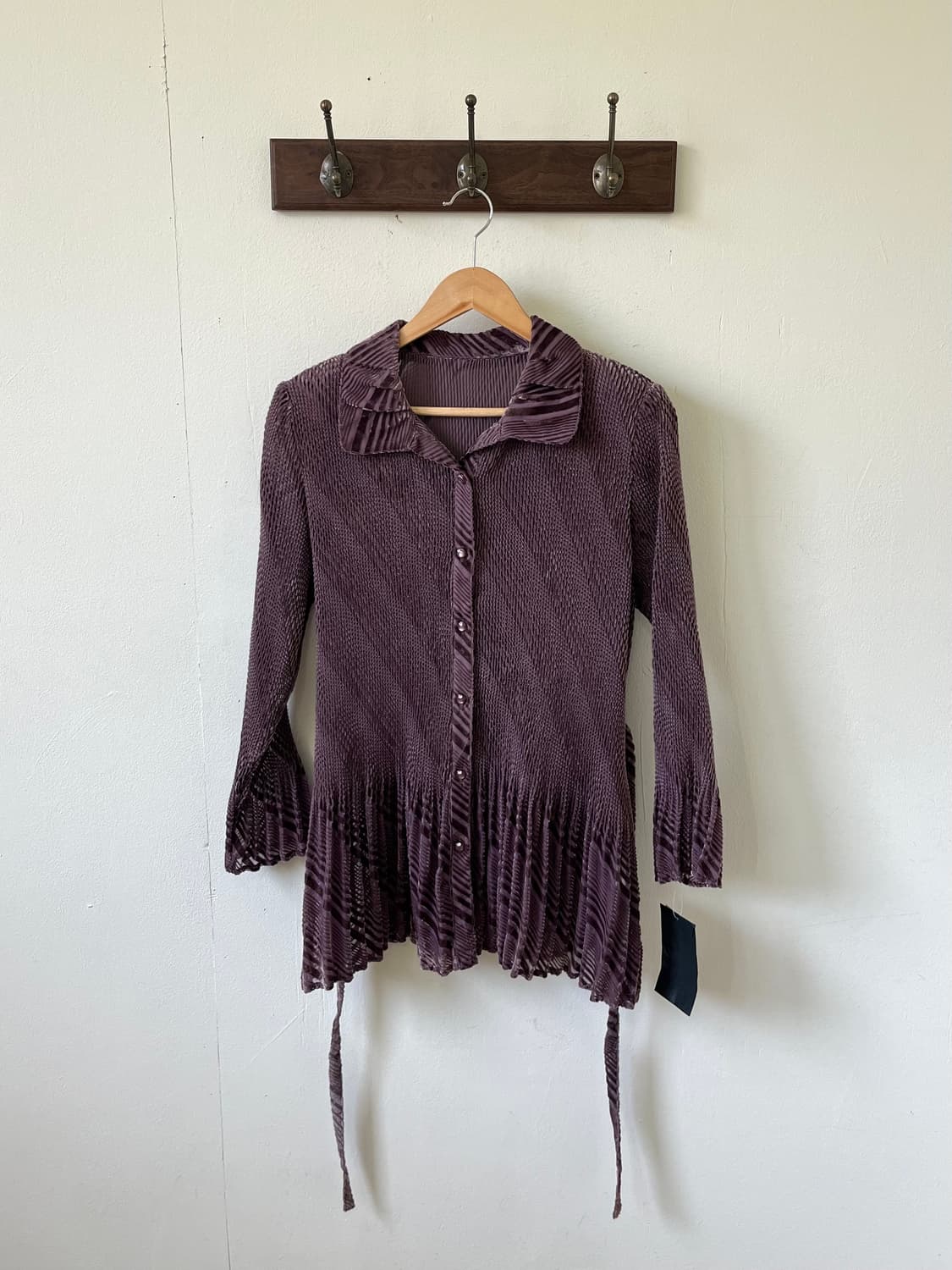 EARTHY MODE 로즈 벨벳 믹스 블라우스 상품이미지1