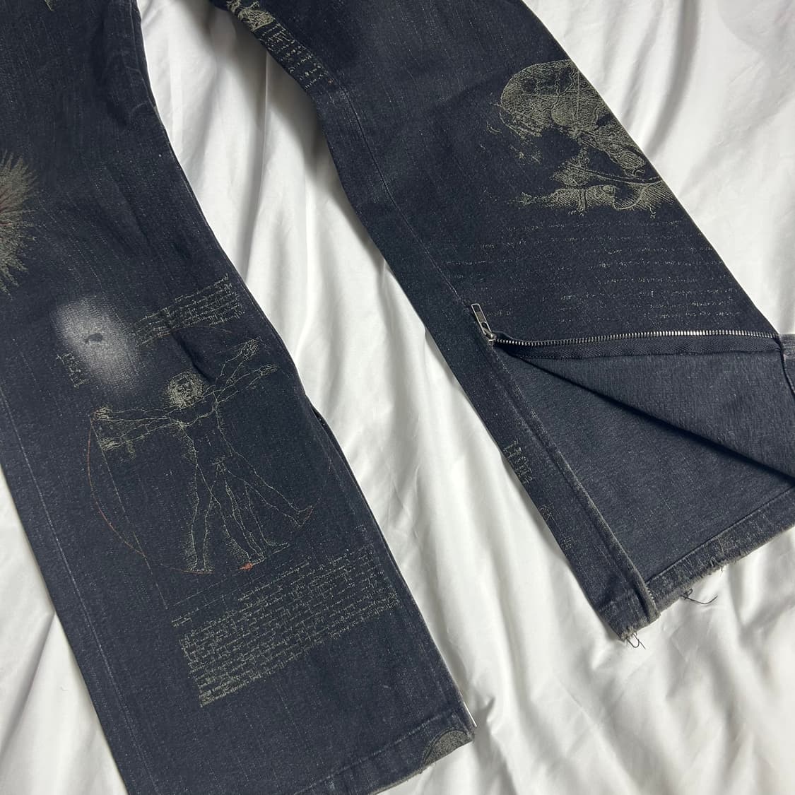 [Dirge] 빈티지 펑크 leonardo 프린팅 데님팬츠 상품이미지4