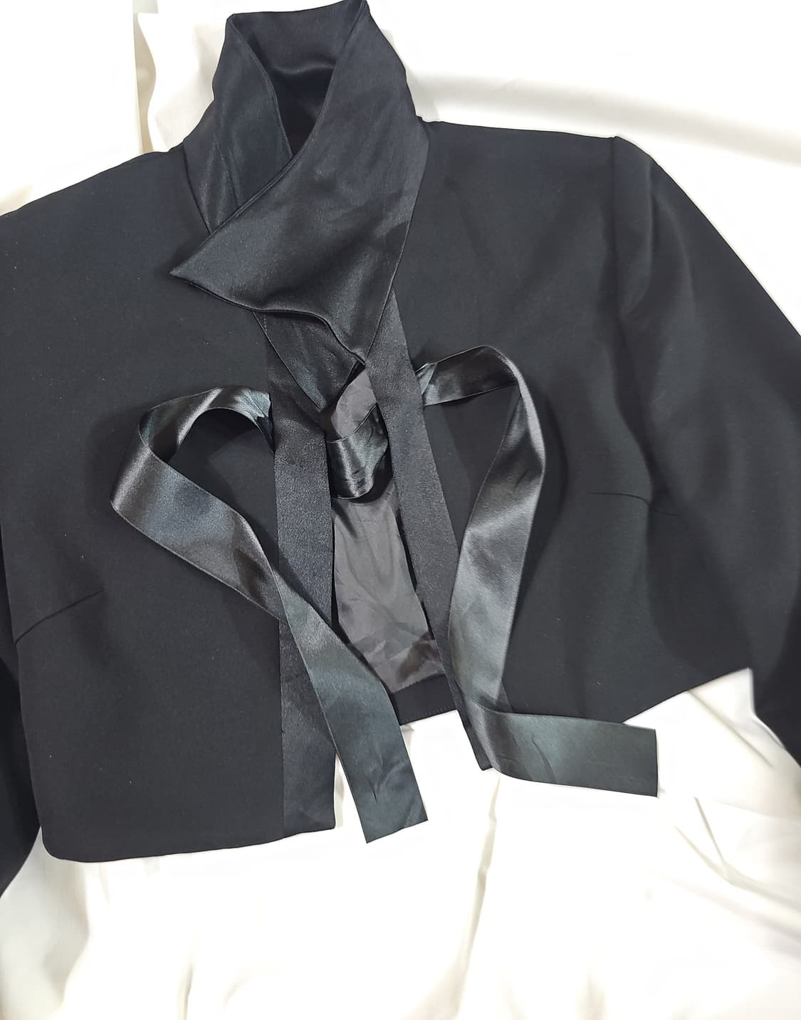 일본 빈티지 새틴 리본 타이 크롭 볼레로 블레이저 자켓 상품이미지7