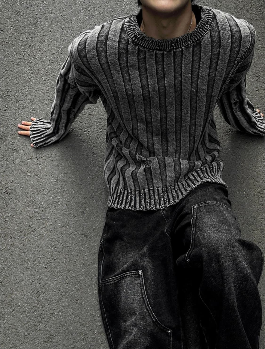 다잉 피그먼트 워시 골지 니트 상품이미지1