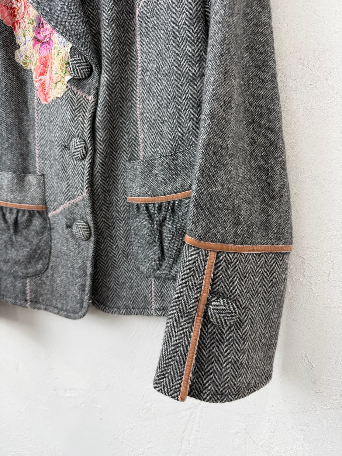 Derhy 핑크 스티치 패치워크 자켓 상품이미지4