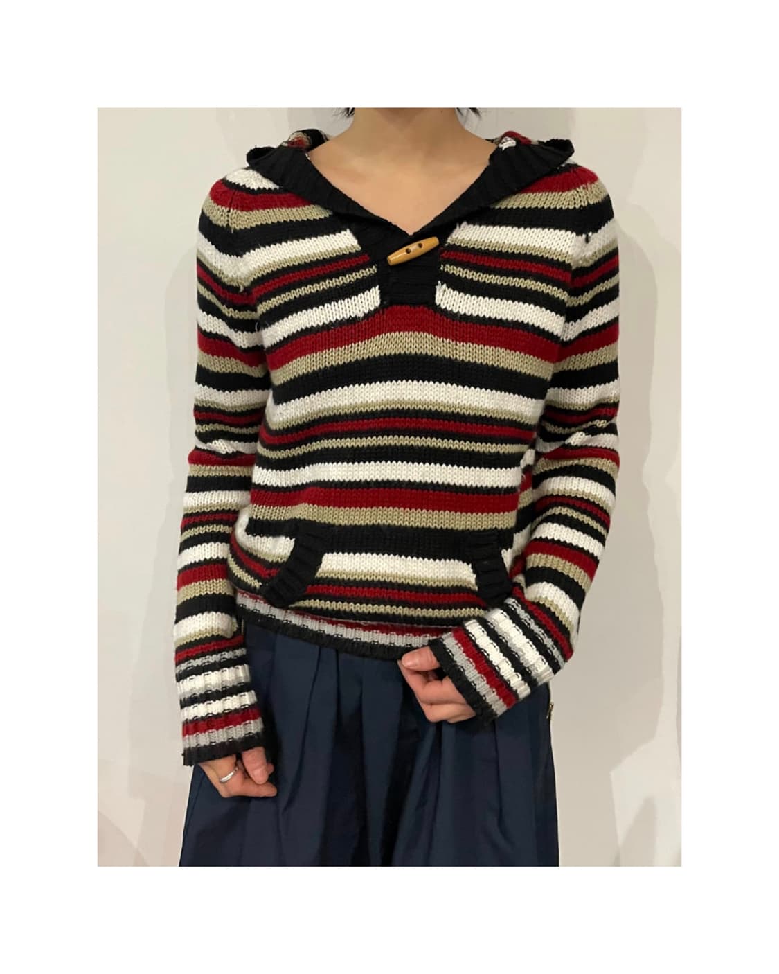 Stripe hood knit 상품이미지1