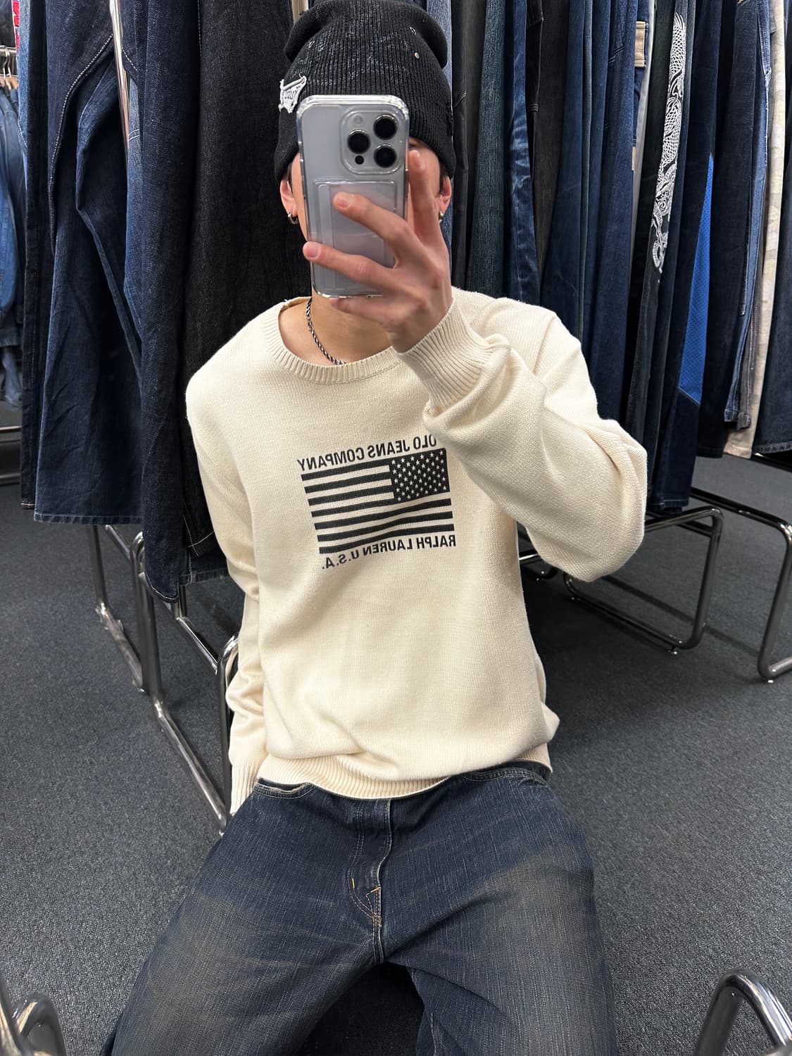 L) 폴로 진스 성조기 니트 스웨터 상품이미지1