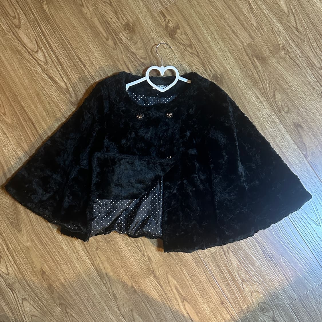 빈티지 퍼 블랙 케이프 코트 망토 달천깔 히메갸루 로걀 라떼 모리걸 고딕 상품이미지2