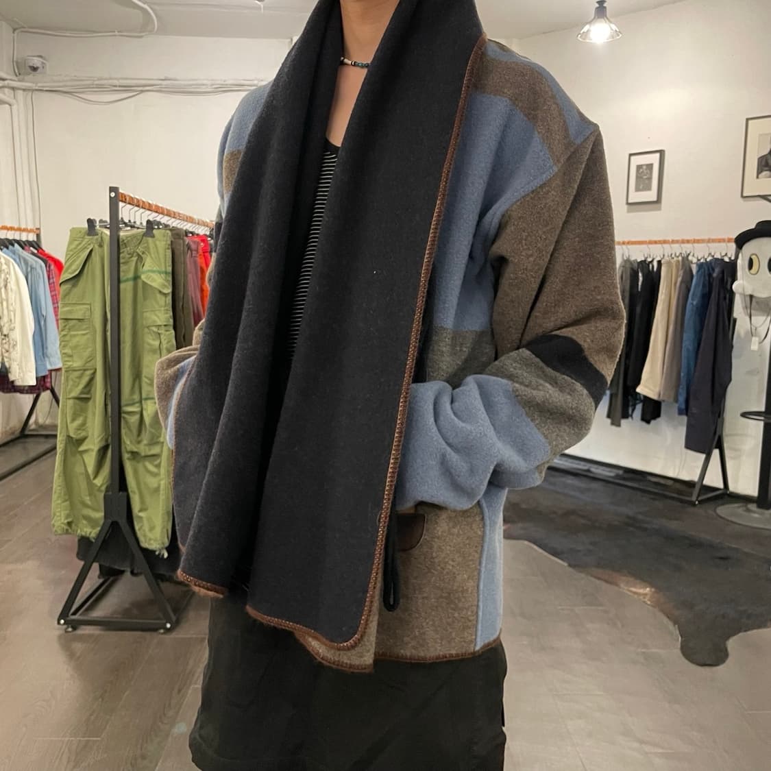 컬러 컬러블락 가디건 상품이미지4