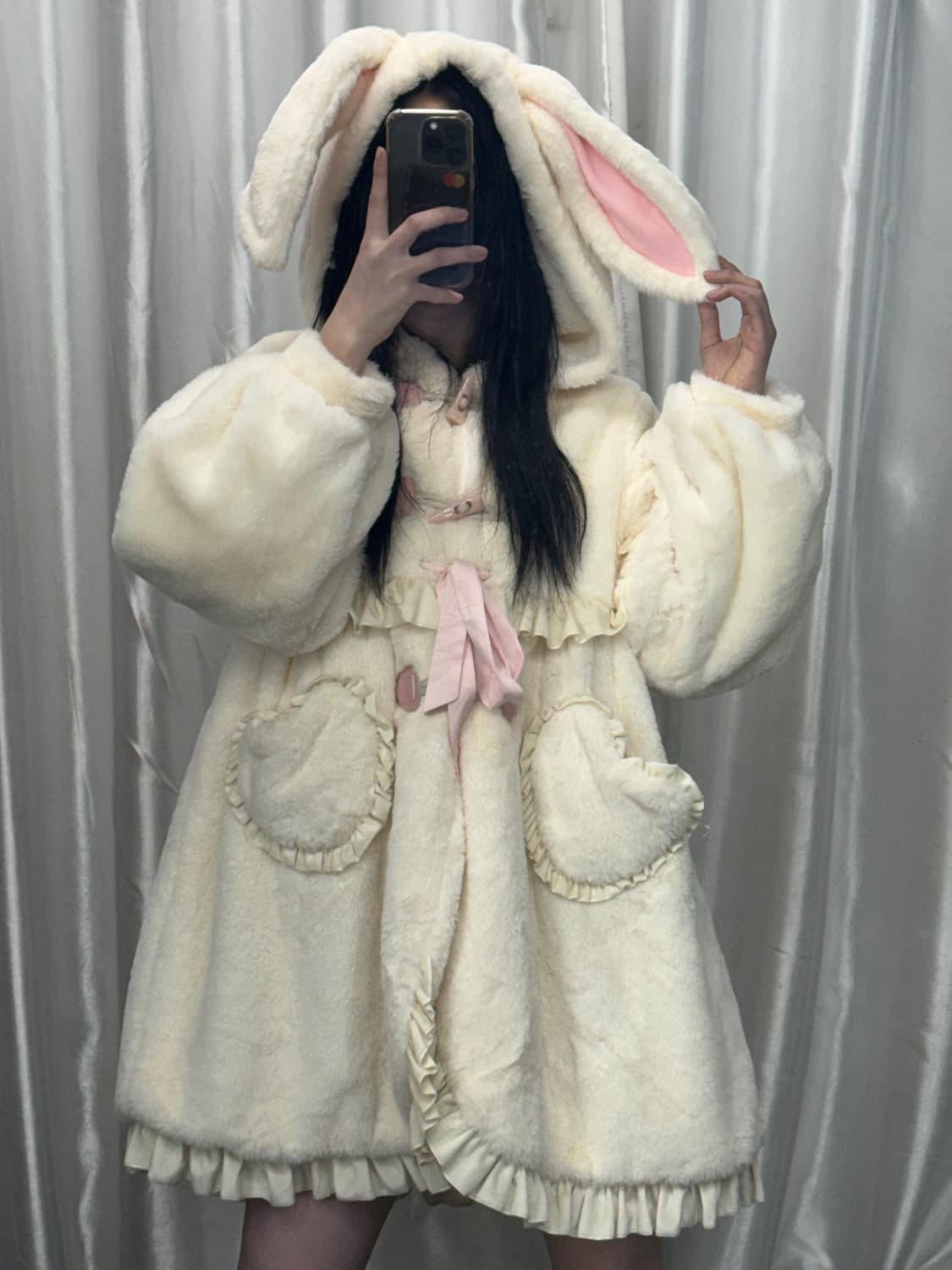 Lolitimes rabbit ear fur hooded jacket 상품이미지2